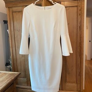 Calvin Klein White Long Sleeve pencil Dress